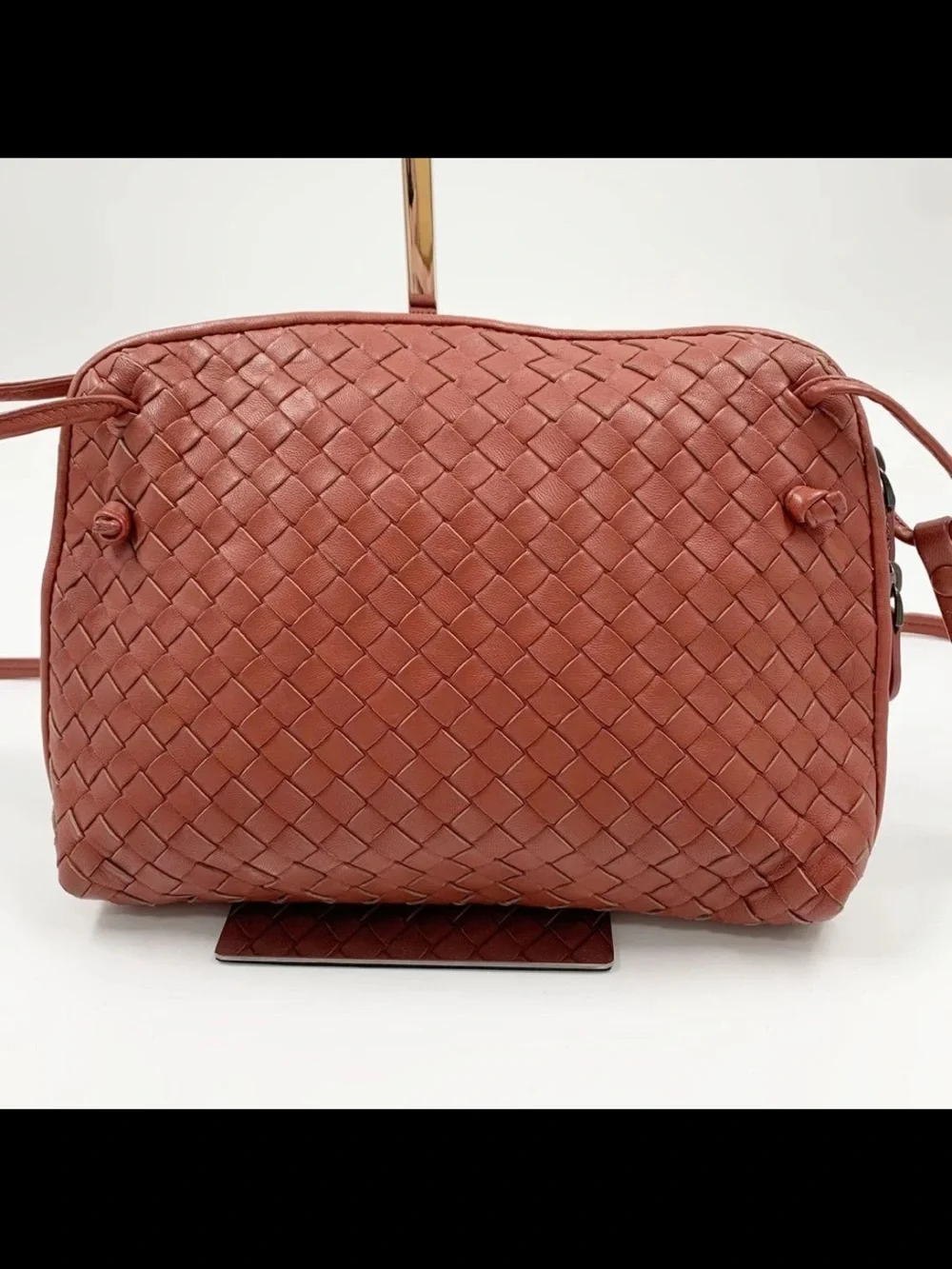 Bottega Veneta Woven Leather Crossbody in Terracotta